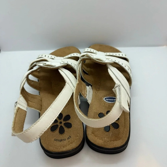 Dr Scholls Woman Sandals Size 6W White Leather Straps Gel Cushion - Picture 3 of 9